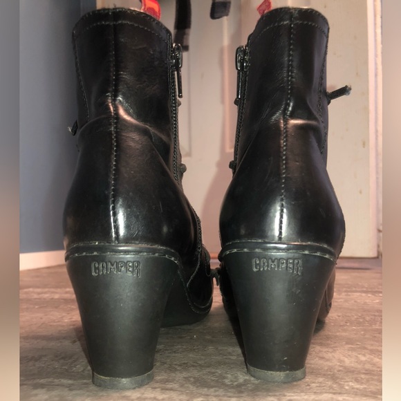 Camper Lace up Boot with side zipper, Black - Picture 4 of 7